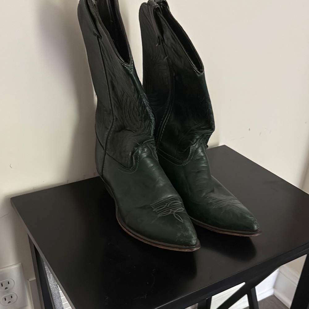 Women's Green Leather Western Boots